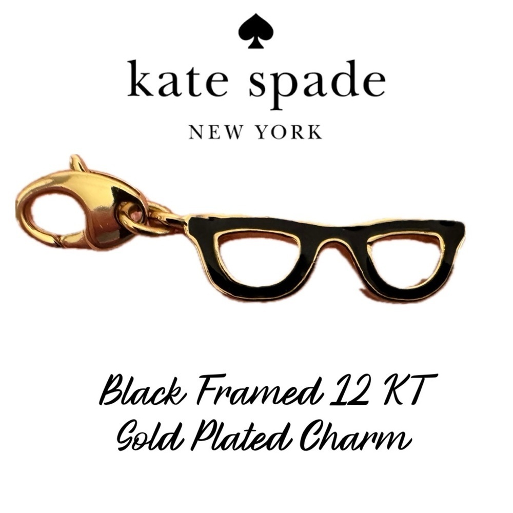 KATE SPADE Black Eyeglasses 12 KT Gold Plated Vintage Charm (No Bracelet) - Picture 2 of 6